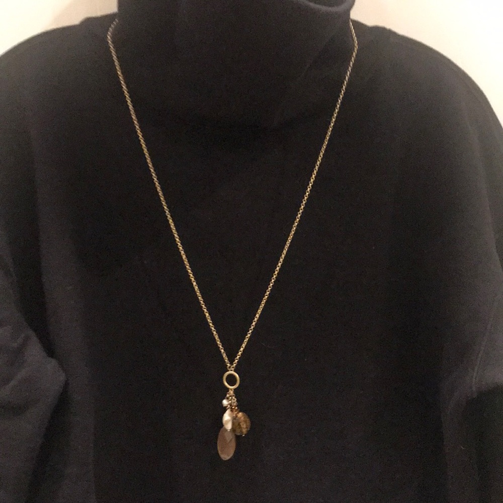 Premier Designs Matte Gold Necklace with Onyx Bead